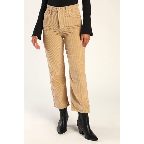 Levis Premium Ribcage Straight Ankle Jean 25 27 Granola Brown Corduroy Pants New - Picture 2 of 16